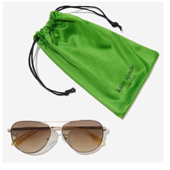 NEW Kate Spade New York Emmaline Sunglasses Gold Metal Aviators - NEW $129 main image 6